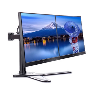 iiyama DS1002D-B1 Dual Desk Stand Monitor Arm, Desk Mount, Fits 2 x 30 Inch Flat Screens, Tilt, Swivel, Height, Rotation, inc Cable Management