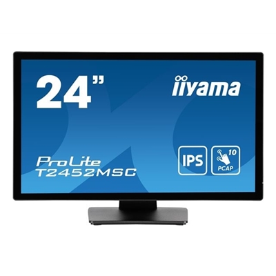 iiyama PROLITE T2452MSC-B1  24 inch IPS Touch Screen Monitor, Full HD, 5ms, USB Hubx2, HDMI, DisplayPort, 60Hz, Speakers, Black, ACR, Internal PSU