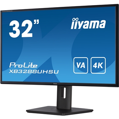 iiyama ProLite XB3288UHSU-B5 32 Inch 4K Monitor, PIP, 60Hz, 3ms, 2x HDMI, 1x DisplayPort, 2x USB Hub, Speakers, Height Adjust, Swivel, Pivot, VESA