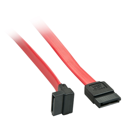 Lindy 33351 0.5m SATA (7 Pin) to 90 Deg SATA (7 Pin) Cable - Red/Black