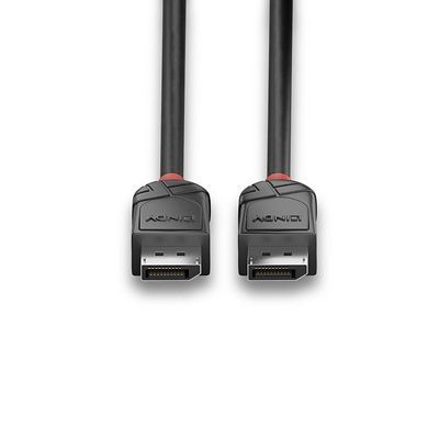 LINDY 36494 Black Line DisplayPort Cable, DisplayPort 1.2 (M) to DisplayPort 1.2 (M), 1.5m, Black & Red, Supports UHD Resolutions up to 4096x2160@60Hz, Triple Shielded Cable, Corrosion Resistant Copper 30AWG Conductors, Retail Polybag Packaging