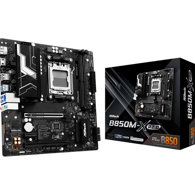 ASRock B850M-X AMD AM5 Socket Motherboard, Micro-ATX, 2x DDR5 Slots, 2x M.2 Sockets, 1x USB-C Port, 2.5GbE LAN, 1x DisplayPort / 1x HDMI Port