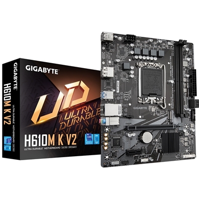 Gigabyte H610M K V2 DDR5 Intel Socket 1700 Micro ATX Motherboard, PCIe 4.0 Design, Gen3 x4 M.2 ,GbE LAN ,Anti-Sulfur Resistor, Smart Fan 6