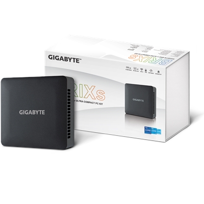 Gigabyte BRIX (GB-BRI7H-1355) Barebone Kit, Intel Core i7-1355U 5.0GHz 10 Core CPU, 2 x DDR4 SO-DIMM Slots, 1 x M.2 2280 Slot, 1x 2.5" SATA Slot, Wi-Fi 6 & Bluetooth 5.2