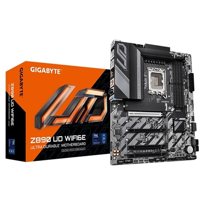 Gigabyte Z890 UD WIFI6E Ultra Durable Intel 1851 Socket Motherboard, ATX, 4x DDR5 Slots, 3x M.2 Sockets, 2.5GbE LAN, Wi-Fi 6E, 1x DisplayPort / 1x USB-C (USB4)