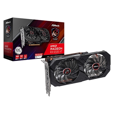 ASRock AMD Radeon RX 6500 XT Phantom Gaming OC 4GB GDDR6 Graphics Card, 1024 Streams, 2820MHz Boost Clock, Dual Fan, 1x DisplayPorts / 1x HDMI Port
