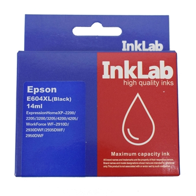 InkLab Black Compatible Ink Cartridge, High Yield - Replacement for 604XLBK Printers