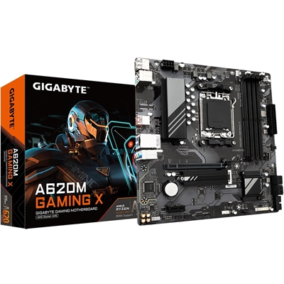 Gigabyte A620M GAMING X AMD AM5 Socket Motherboard, Micro-ATX, 4x DDR5 Slots, 1x M.2 Socket, GbE LAN, 1x DisplayPort / 1x HDMI Port