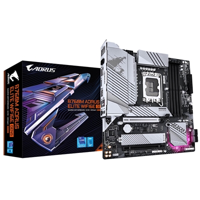 Gigabyte B760M AORUS ELITE WIFI6E GEN5 Intel 1700 Socket Motherboard, Micro-ATX, 4x DDR5 Slots, 2x M.2 Socket, 2.5GbE LAN, 1x HDMI Port/ 1x DisplayPort