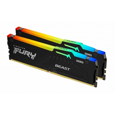 Kingston FURY Beast KF552C40BB2AK2-64 64GB (2x 32GB) DIMM System Memory, 5200MHz, DDR5, CL40, Black, RGB, Intel XMP