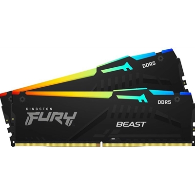 Kingston FURY Beast KF556C36BBEAK2-32 32GB (2x 16GB) DIMM System Memory, 5600MHz, DDR5, CL36, Black, RGB, Intel XMP, AMD EXPO
