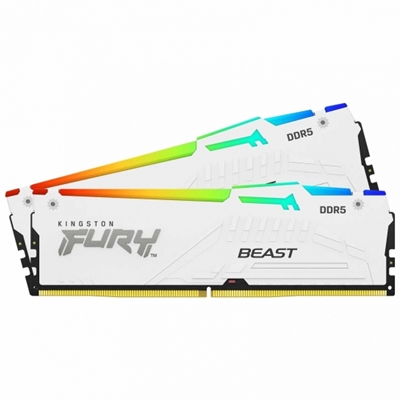 Kingston FURY Beast KF560C36BWE2AK2-32 32GB (2x 16GB) DIMM System Memory, 6000MHz, DDR5, CL36, White, RGB, Intel XMP, AMD EXPO