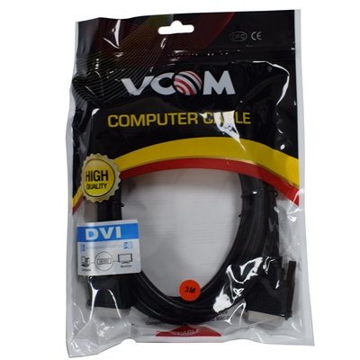 VCOM DVI-D (M) to DVI-D (M) (24+1 pin) 3m Black Retail Packaged Display Cable, Works with Flat Panel Displays, Digital CRT Monitors, Projectors, and HDTVs