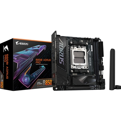 Gigabyte B850I AORUS PRO AMD AM5 Socket Motherboard, Mini-ITX, 2x DDR5 Slots, 2x M.2 Sockets,  Fitted I/O Shield, 2.5GbE LAN, Wi-Fi 7, 1x HDMI Port