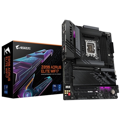 Gigabyte Z890 AORUS ELITE WIFI7 Intel 1851 Socket Motherboard, ATX, 4x DDR5 Slots, 4x M.2 Sockets, Fitted I/O Shield, 2.5GbE LAN, Wi-Fi 7, 1x DisplayPort / 1x USB-C (USB4)